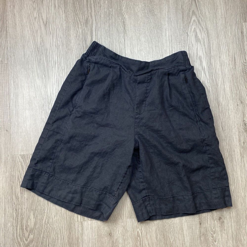 Athleta Womens Size 6 Bermuda Shorts Playa‎ 100% Linen Black Pull on Pants Beach